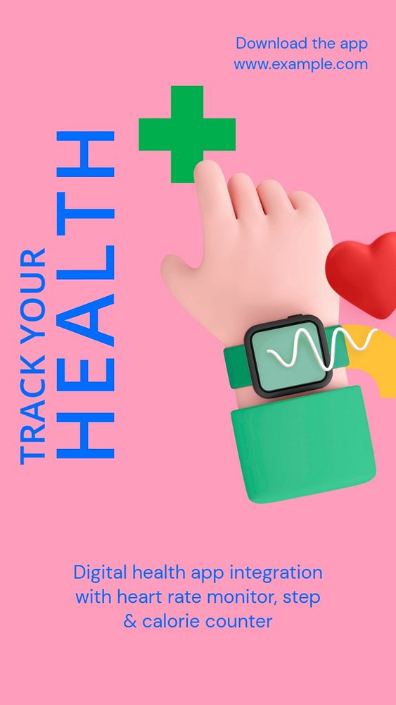 Track your health Instagram story template, editable text and funky design