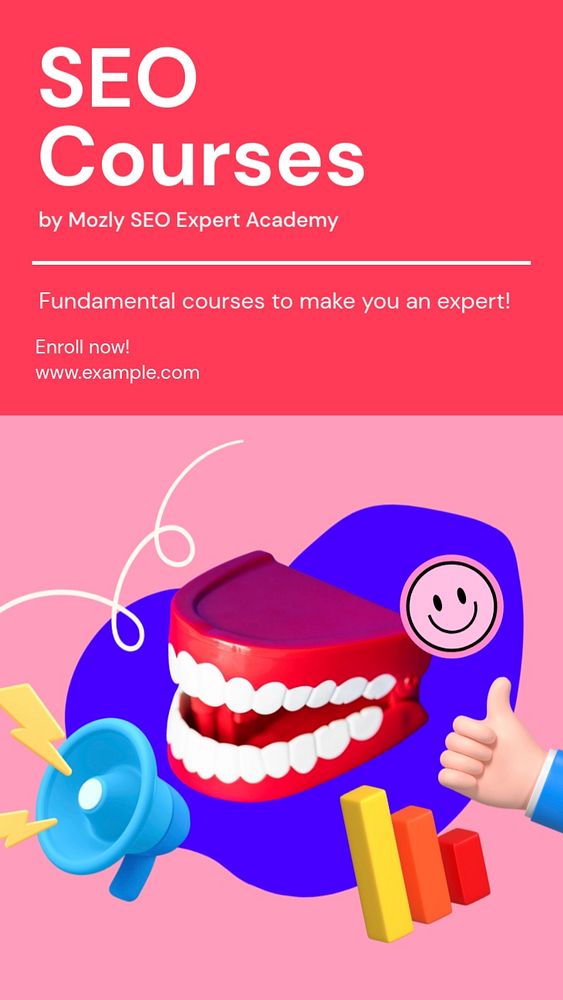 SEO courses Instagram story template, editable text and funky design