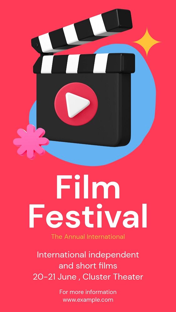 Film festival Instagram story template, editable text and funky design