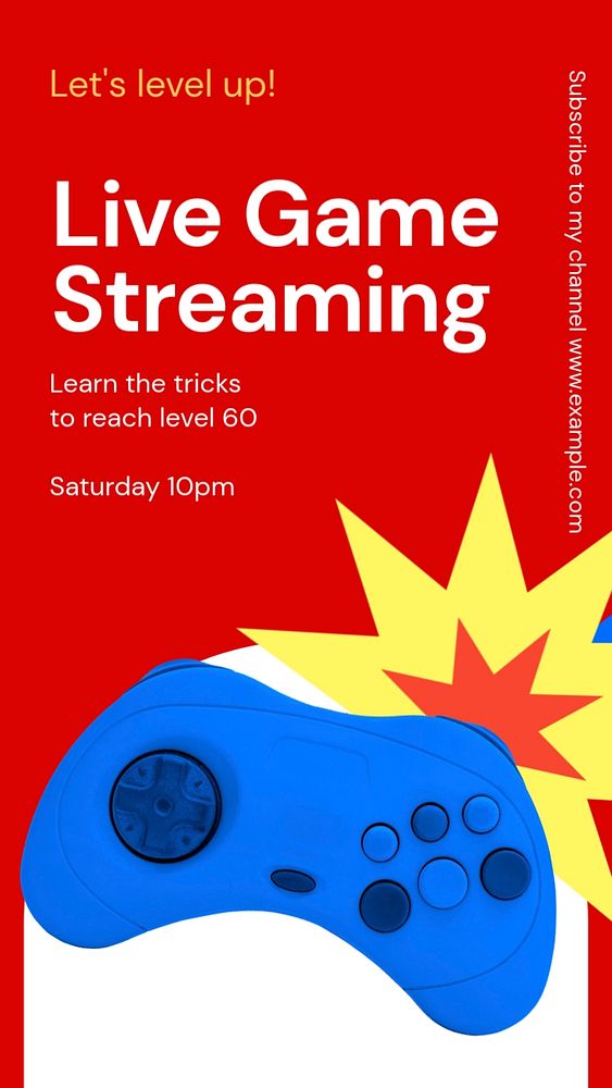 Live game streaming Instagram story template, editable text and funky design