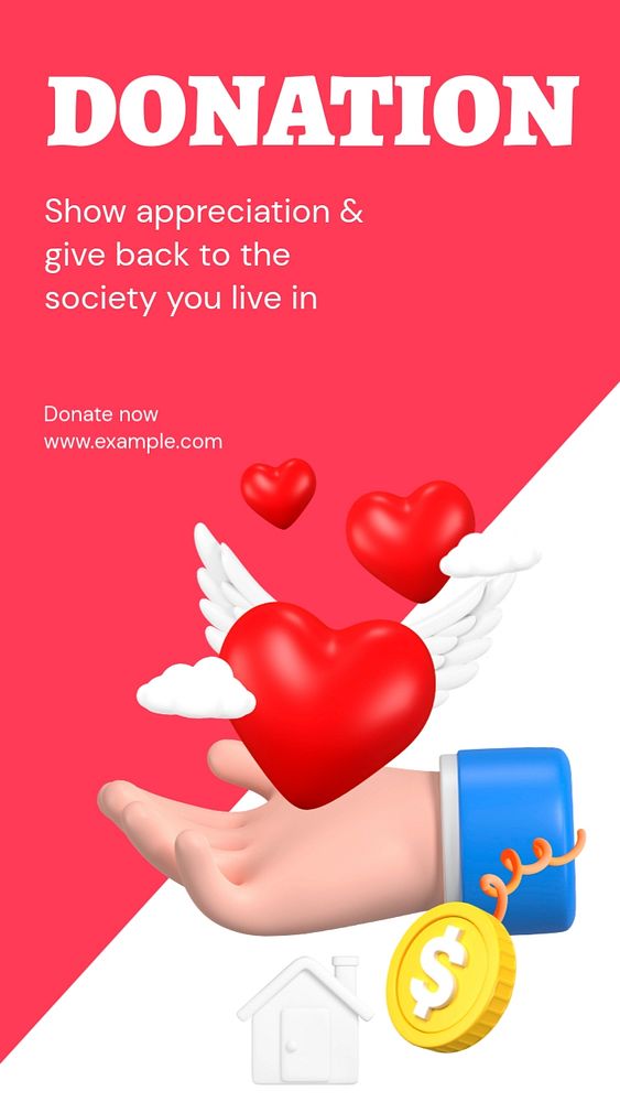 Donation Instagram story template, editable text and funky design