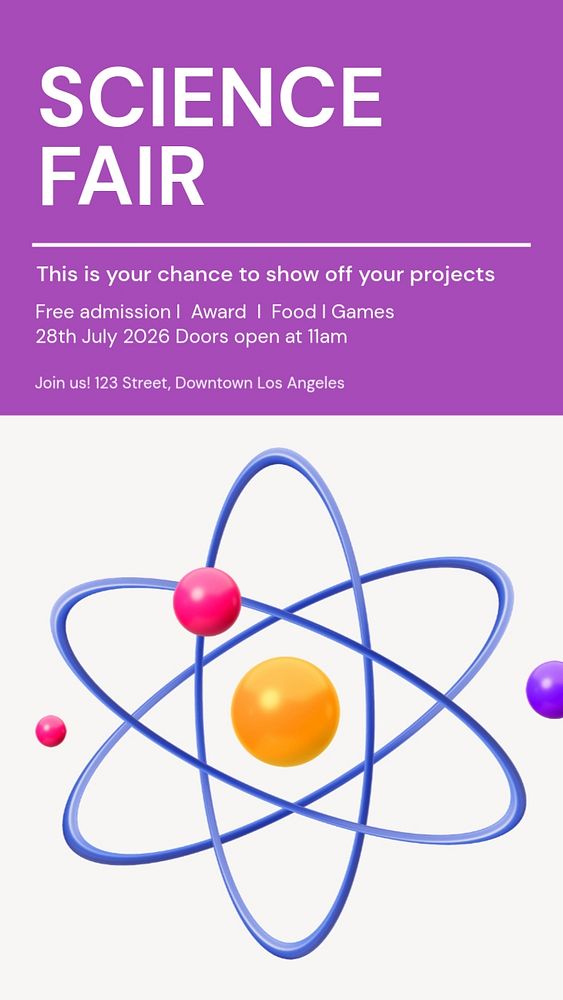 Science fair Instagram story template, editable text and funky design