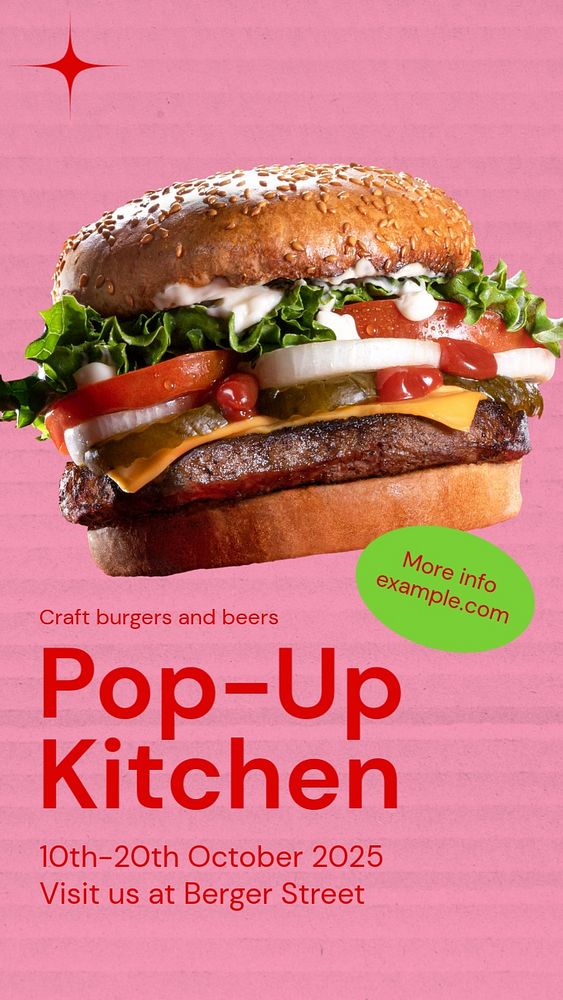 Pop-up kitchen Instagram story template, editable text and funky design