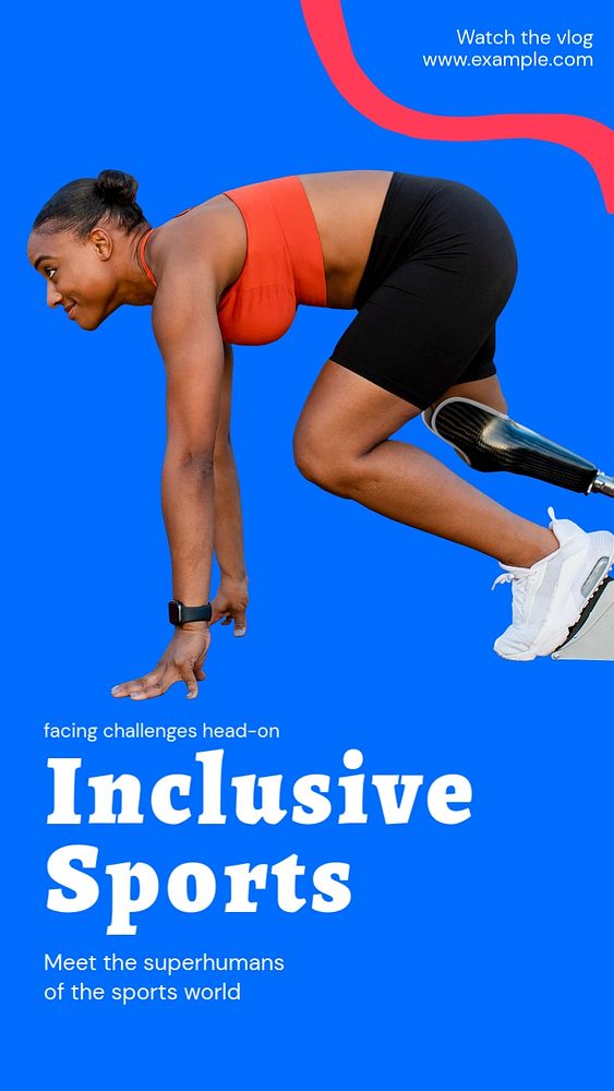 Inclusive sports Instagram story template, editable text and funky design