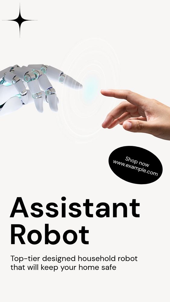 Assistant robot Instagram story template, editable text and funky design