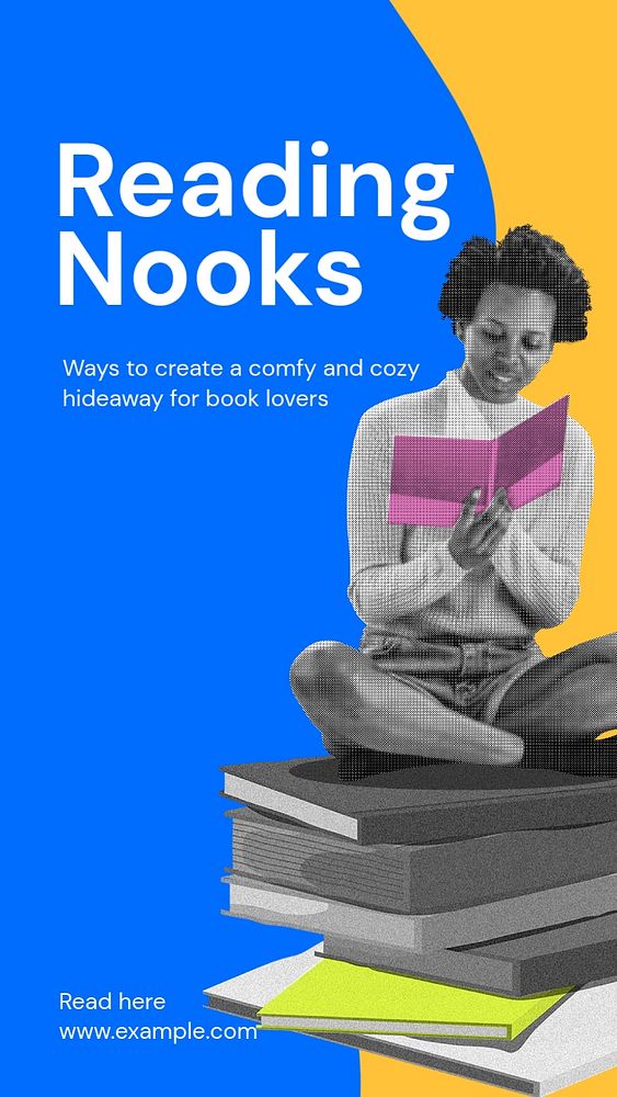 Reading nooks Instagram story template, editable text and funky design