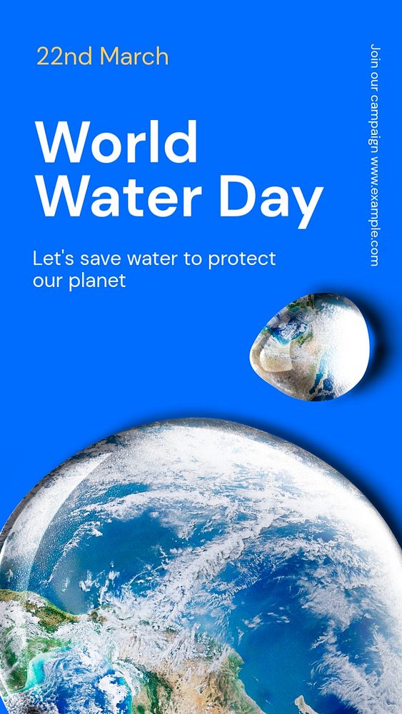 World water day Instagram story template, editable text and funky design