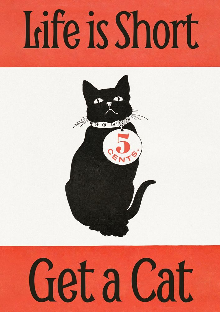 Vintage cat poster template, editable animal art design  remastered and made editable by rawpixel