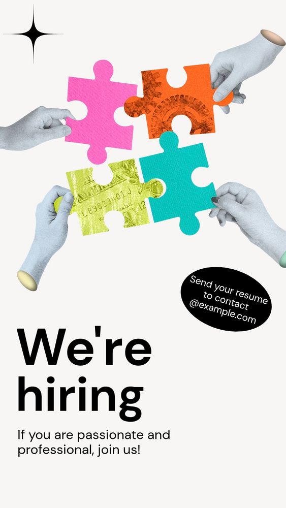 We're hiring Instagram story template, editable text and funky design