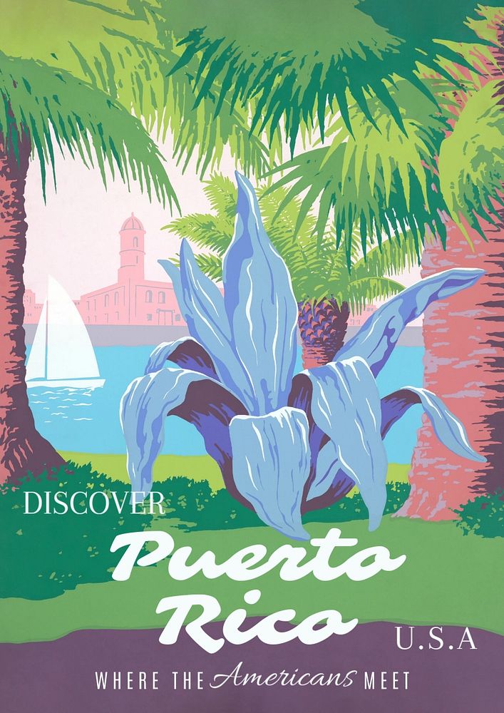 Puerto Rico trip poster template, editable vintage design  remastered and made editable by rawpixel