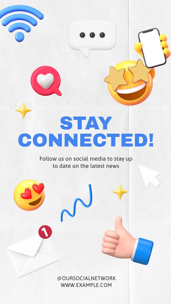 Online marketing Instagram story template, editable 3D emoji design