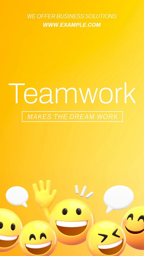 Business teamwork Facebook story template, editable 3D emoji design 