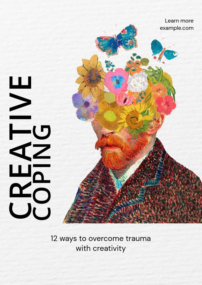 Creative coping blog poster template, editable advertisement
