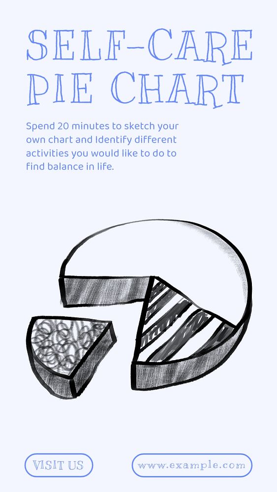 Self-care pie chart Instagram story template, customizable social media design 