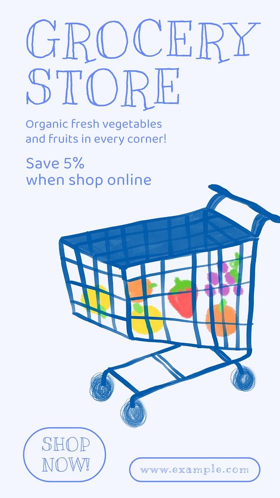 Grocery store Instagram story template, customizable social media design 