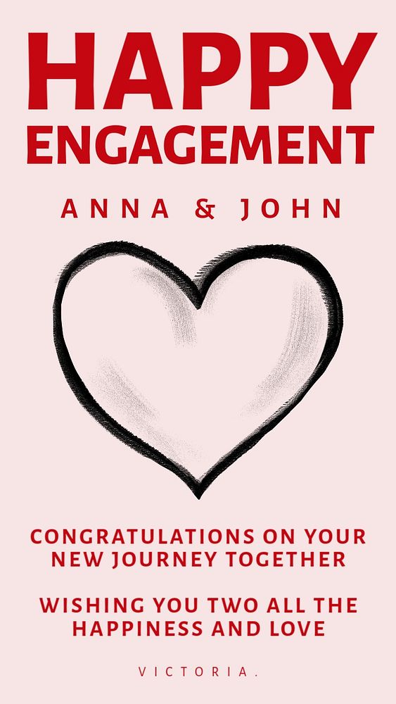 Happy engagement Instagram story template, customizable social media design 