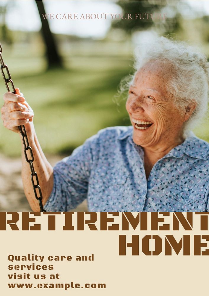 Retirement home poster template, editable text & design