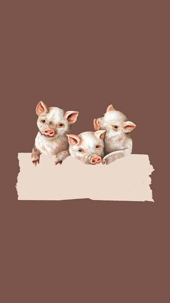 Cute pig illustrated iPhone wallpaper, editable design. Remixed by rawpixel.