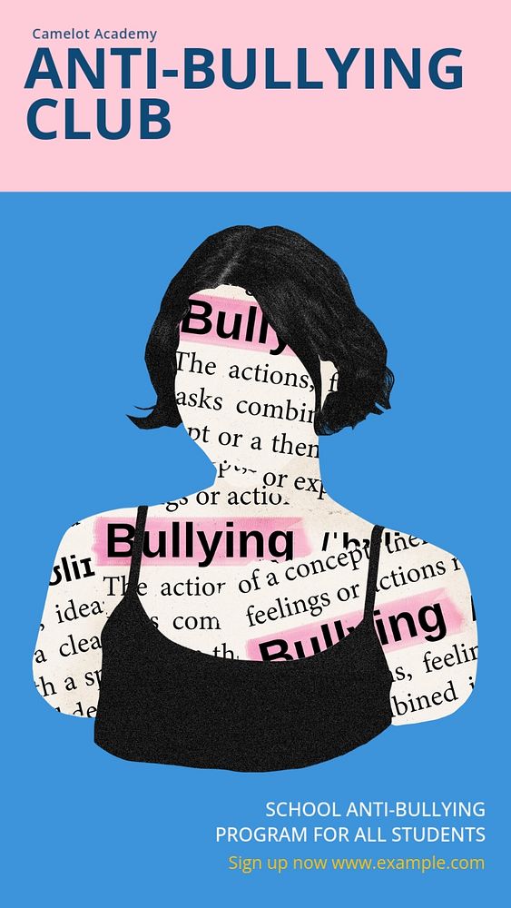 Anti-bullying club Facebook story template, editable text