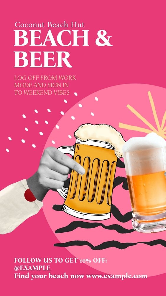 Beach and beer Facebook story template, editable text