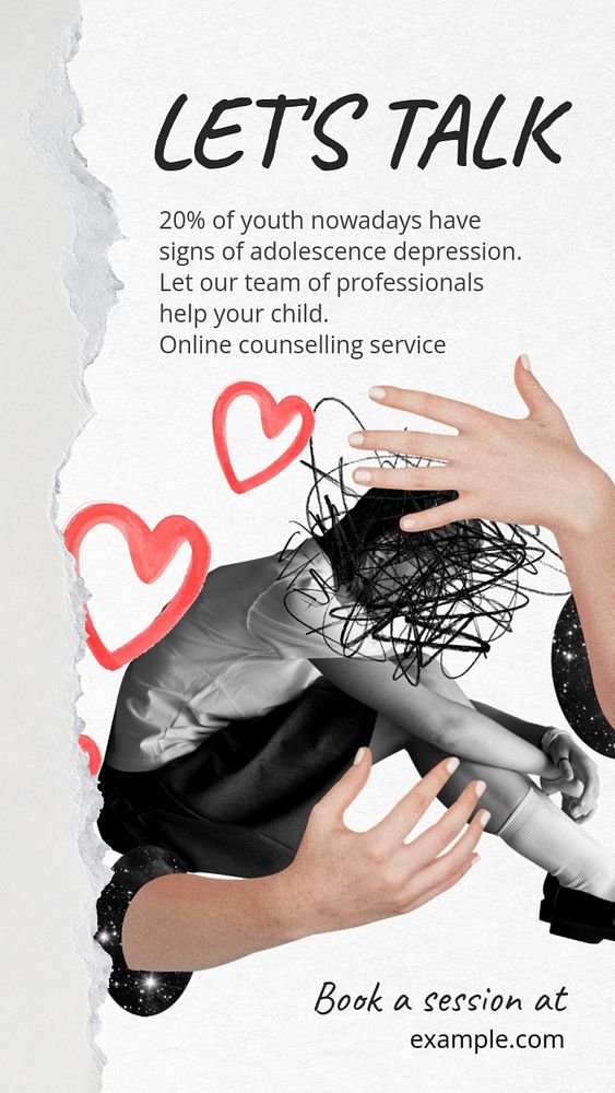 Online counseling Facebook story template, editable text