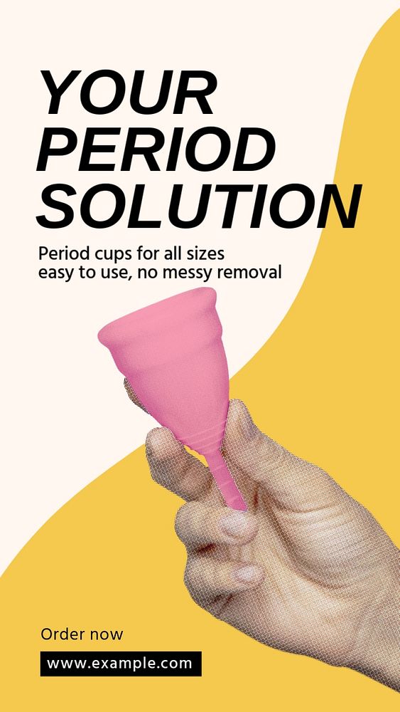 Menstruation cups Facebook story template, editable text