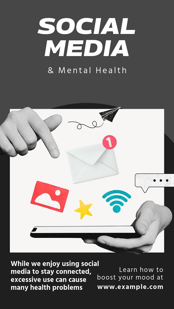 Mental health Facebook story template, editable text