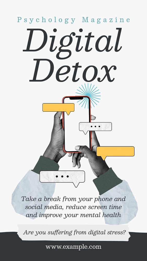 Digital detox Facebook story template, editable text