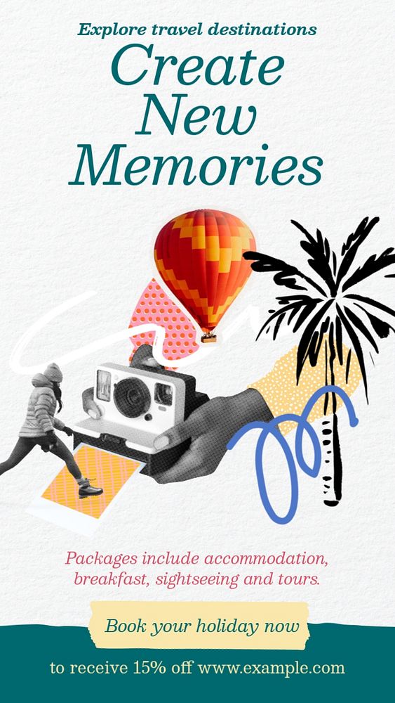 Create memories Facebook story template, editable text