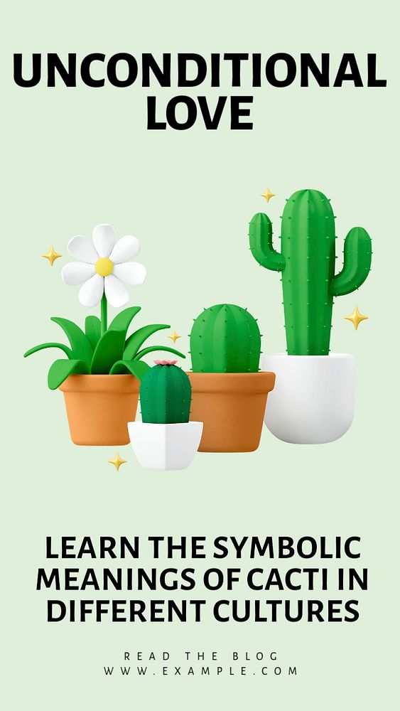 Cacti symbolic meanings Instagram story template, customizable social media design 