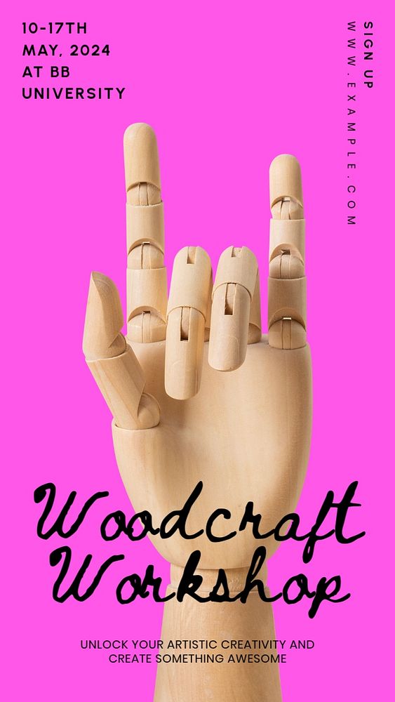 Woodcraft workshop Instagram story template, customizable social media design