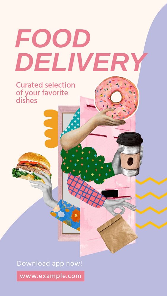 Food delivery Facebook story template, editable text