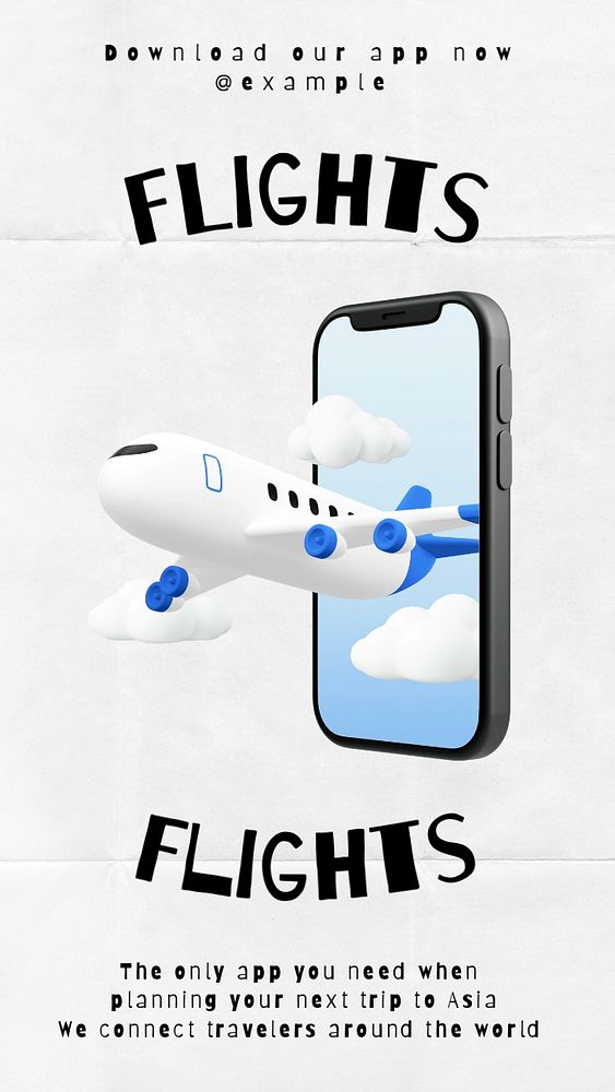 Flights Instagram story template, customizable social media design