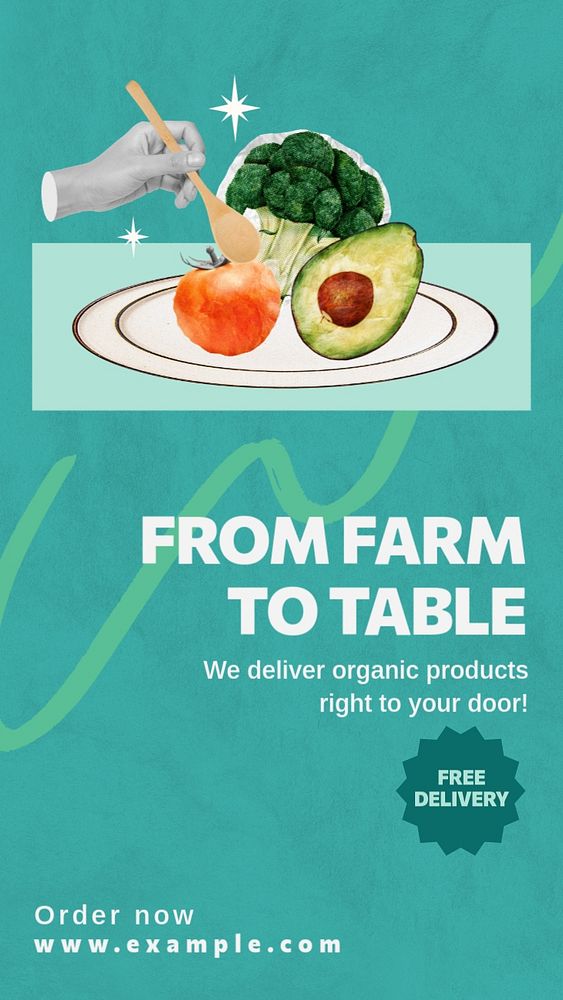 Organic food Facebook story template, editable text