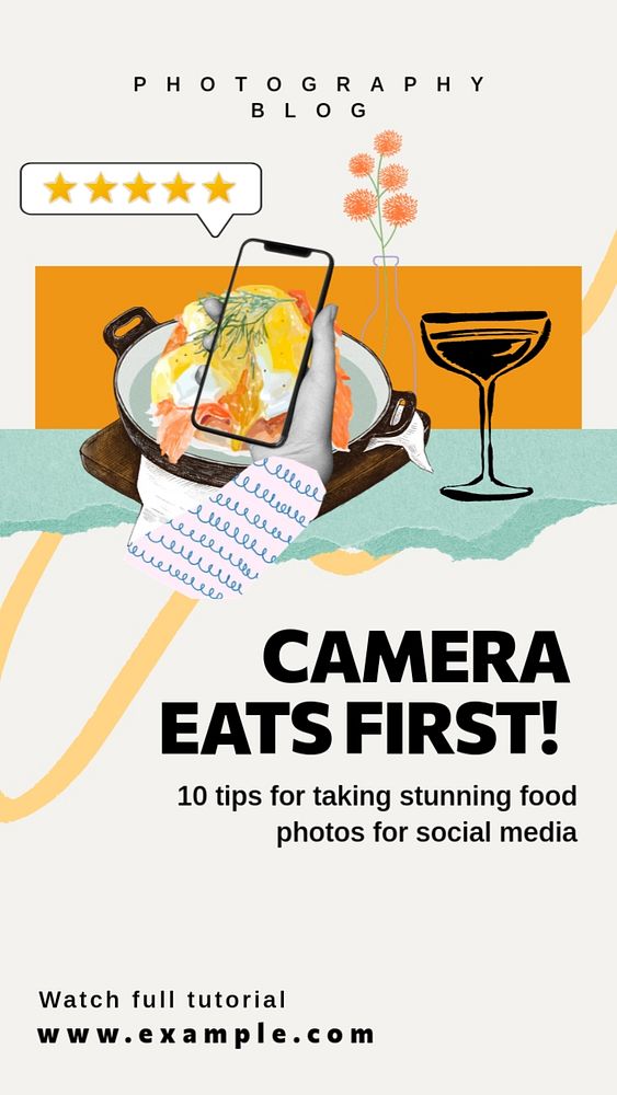 Food photography Facebook story template, editable text