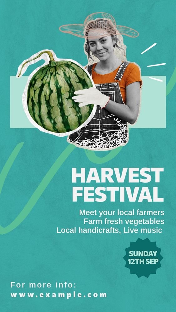 Harvest festival Facebook story template, editable text