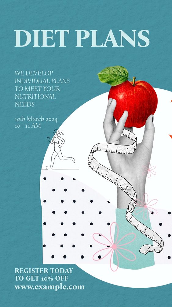 Dietary webinar Facebook story template, editable text