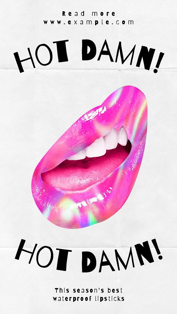 Hot damn lipstick Instagram story template, customizable social media design 