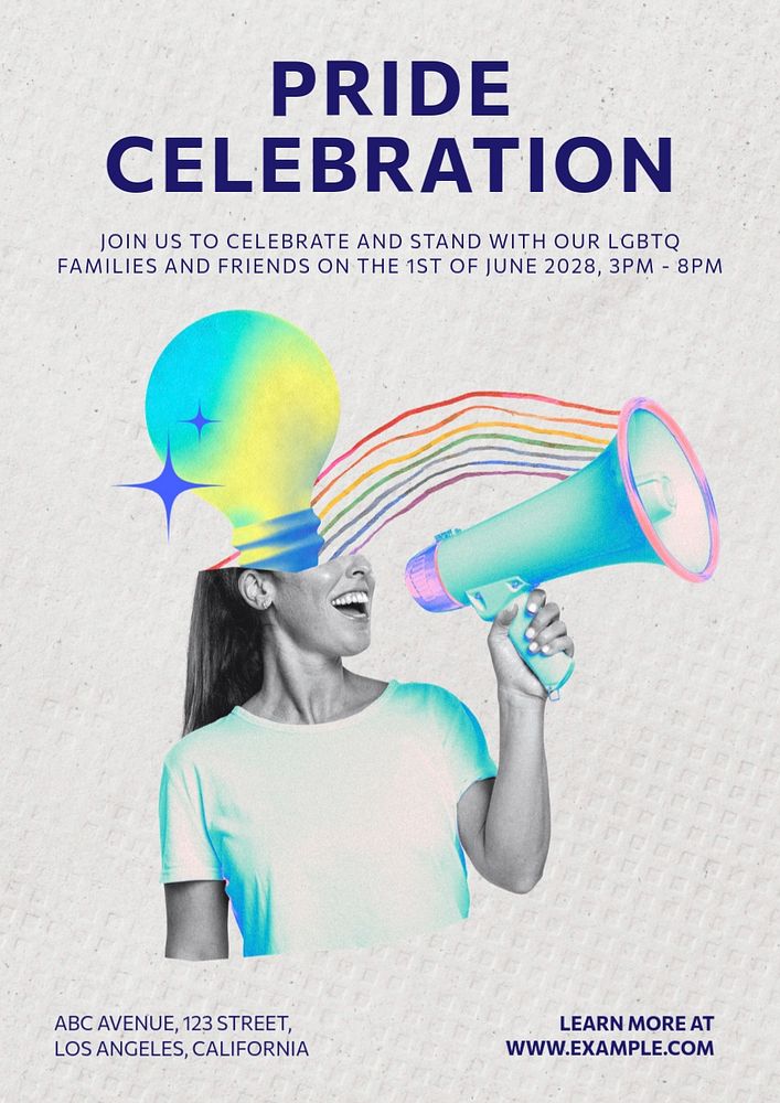 Pride month celebration poster template, customizable advertisement