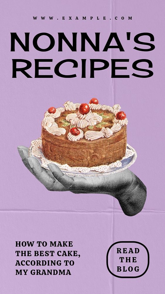 Cake recipe Instagram story template, customizable social media design 