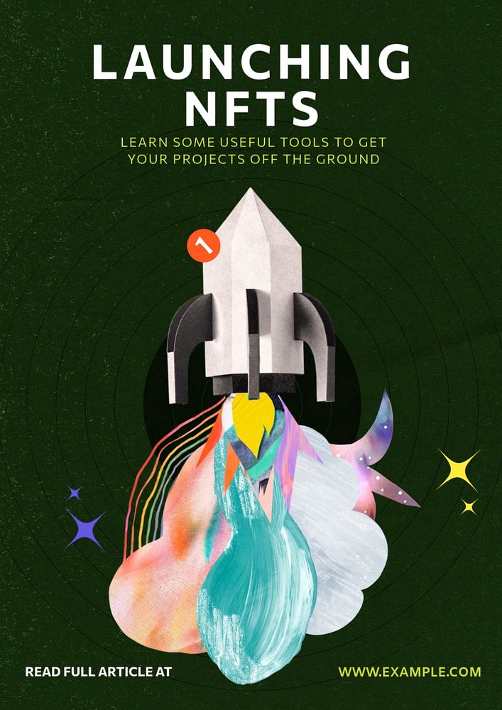 Launching NFTs poster template, customizable advertisement