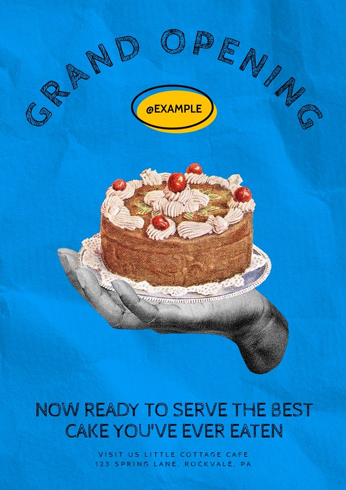 Grand opening bakery poster template, customizable design 