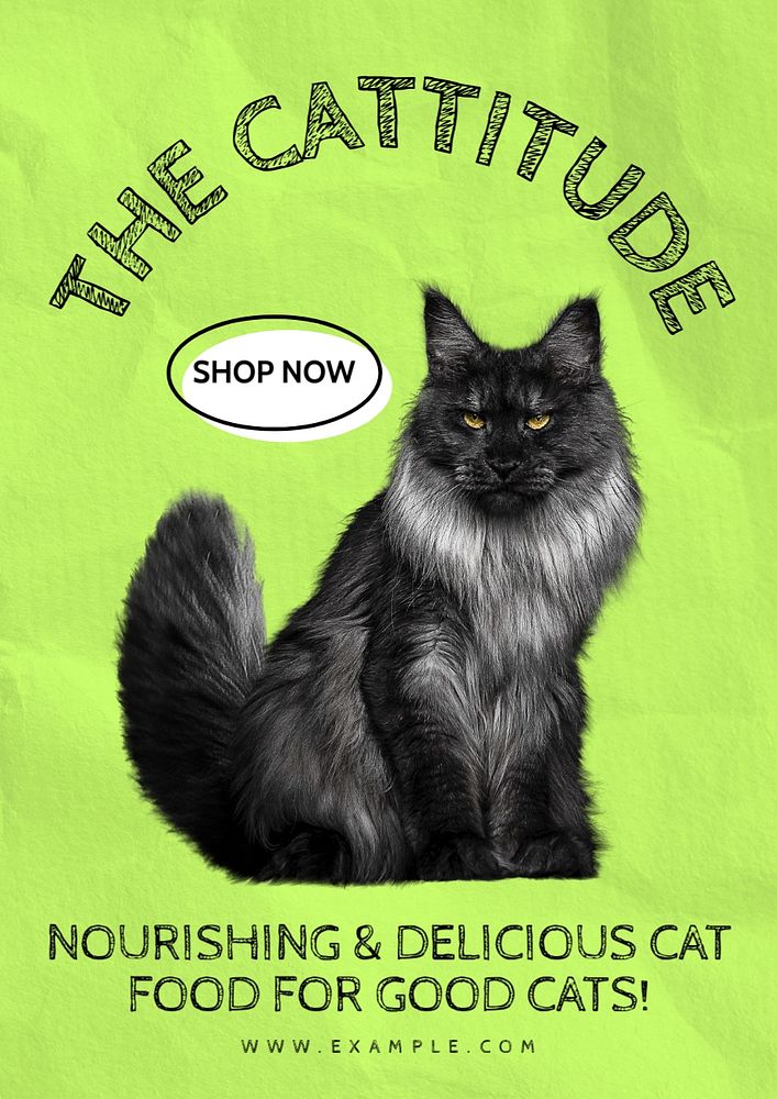 Cat food ad poster template, customizable design 