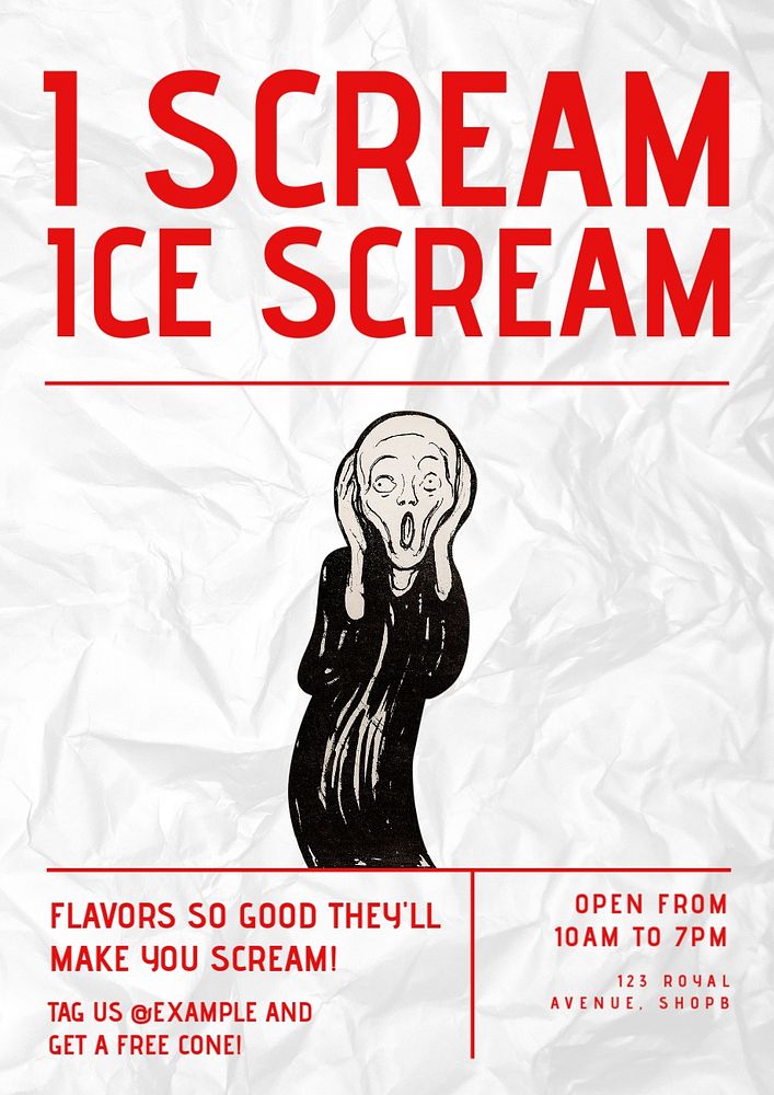 Ice cream business poster template, customizable design