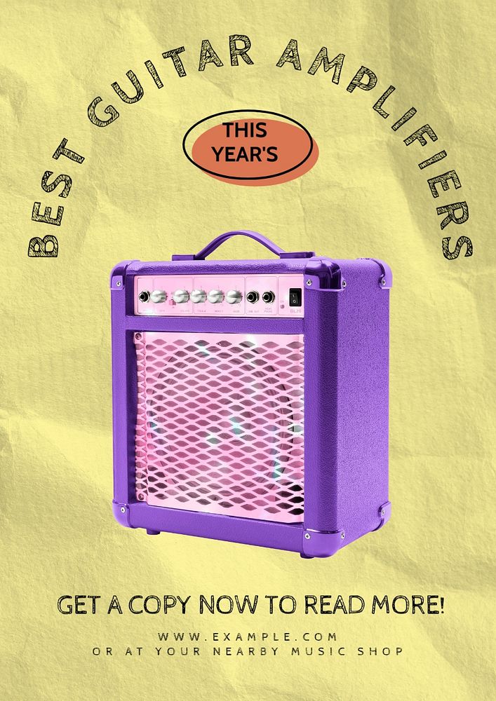 Best guitar amplifier poster template, customizable design 