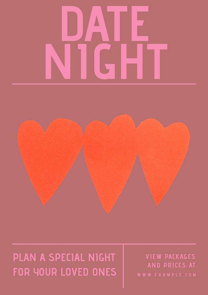 Date night poster template, customizable design 