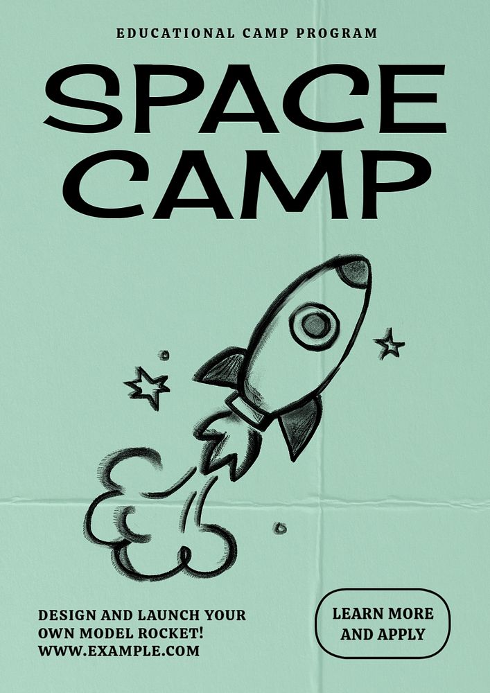 Space camp poster template, customizable design 