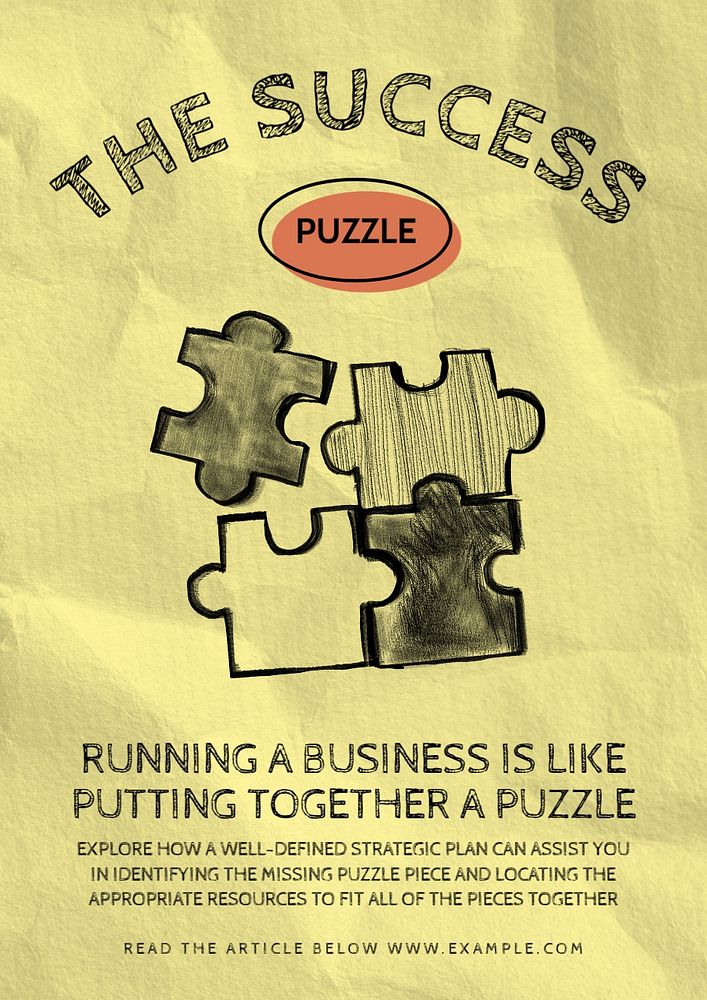 The success puzzle poster template, customizable design 