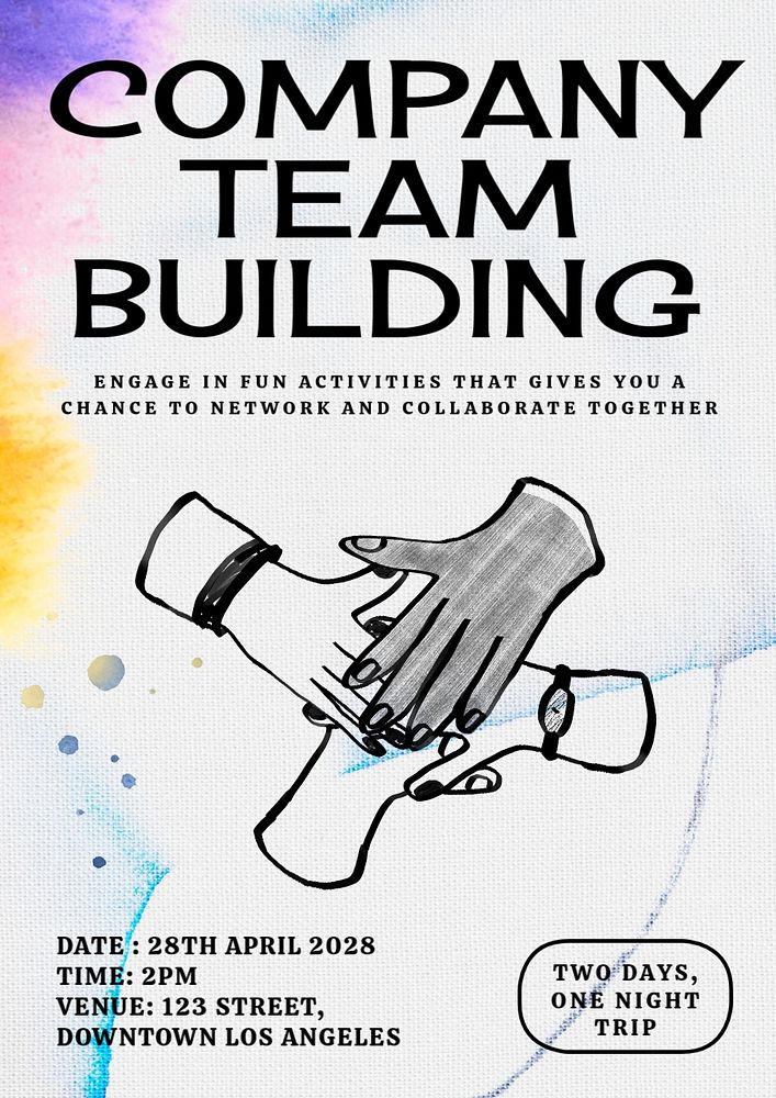 Team building trip poster template, customizable design 