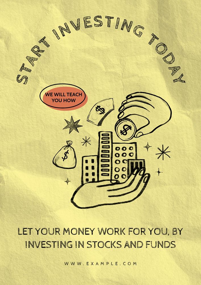 Start investing poster template, customizable design 